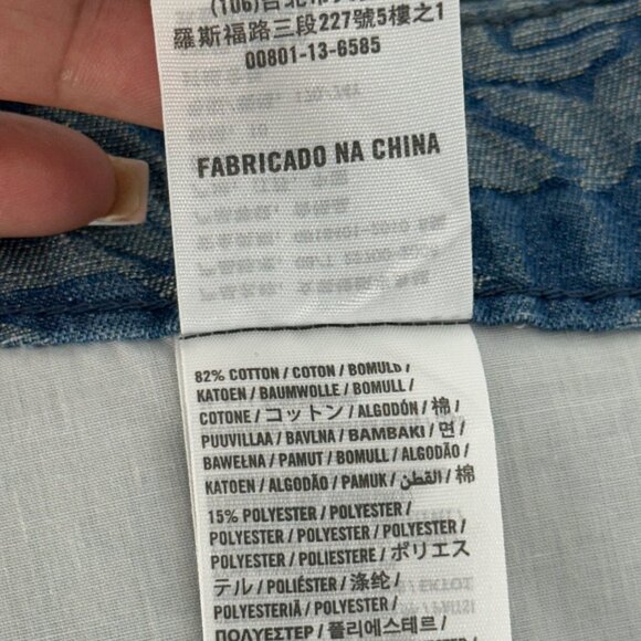 Abercrombie & Fitch Womens Metalic Floral Blue Denim Mini Skirt SZ 10 Lined - Picture 3 of 15